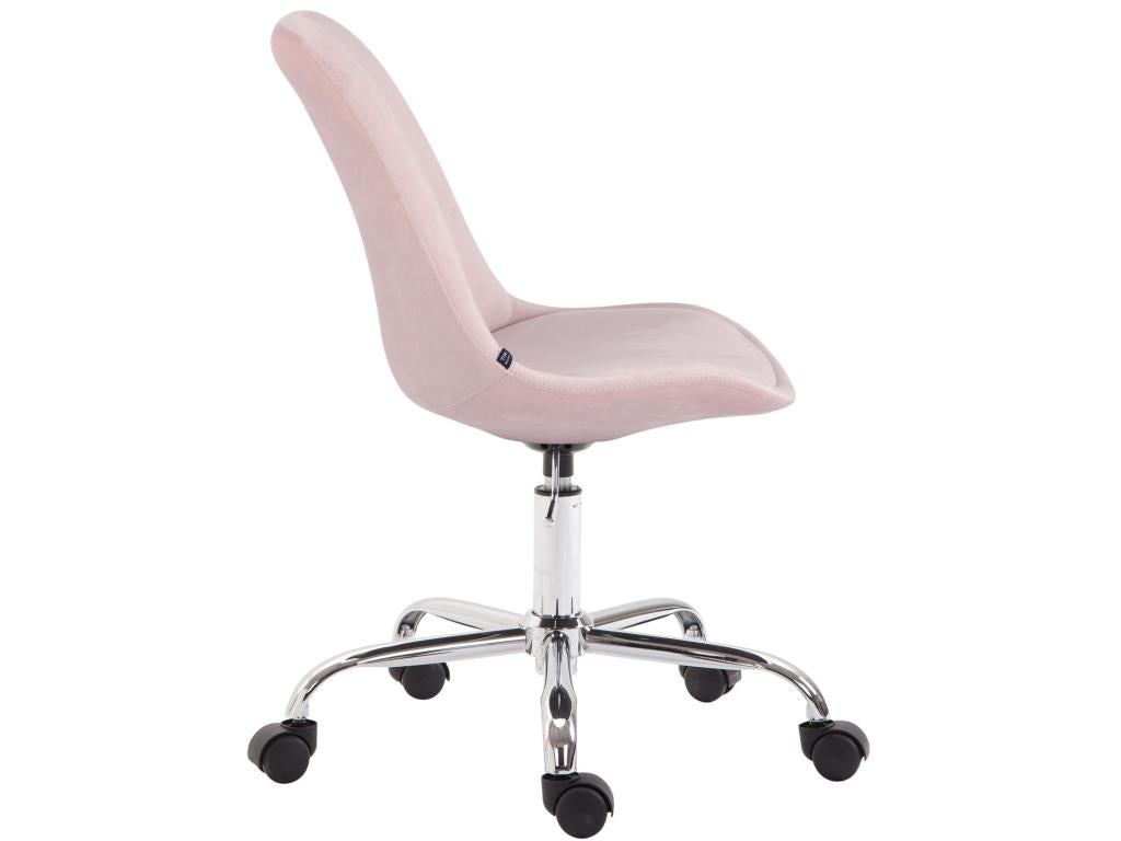 Chaise de bureau - Velours / M¨¦tal chromé¨¦ - Rose - Vertchez