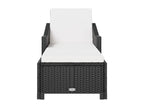 Chaise longue avec coussin blanc cr¨¨me R¨¦sine tress¨¦e Noir