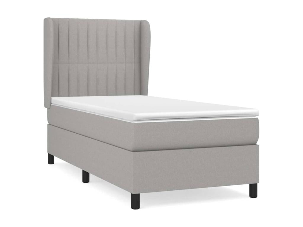 Lit ¨¤ sommier tapissier avec matelas Gris clair 80x200 cm Tissu