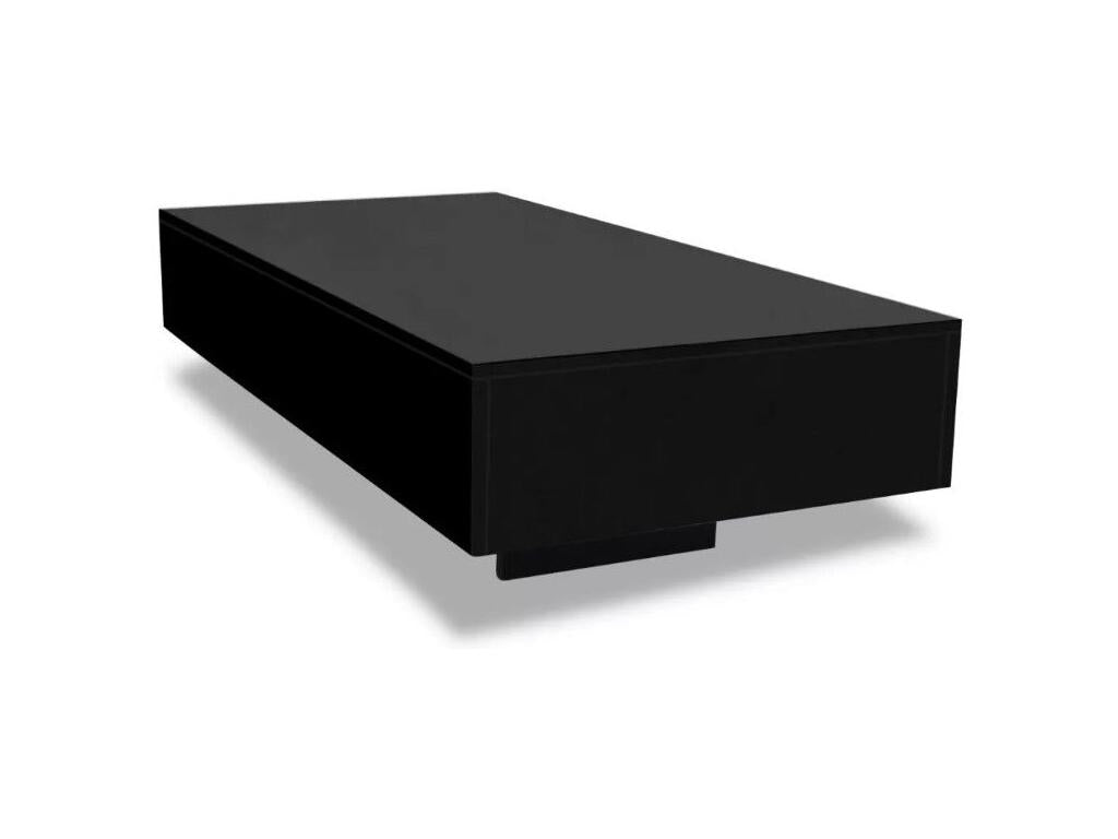 Table basse rectangulaire bois noir brillant Meublita