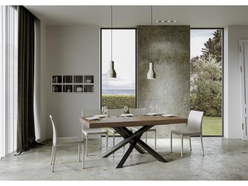 Table extensible 90x160/264 cm Volantis Noyer cadre Anthracite