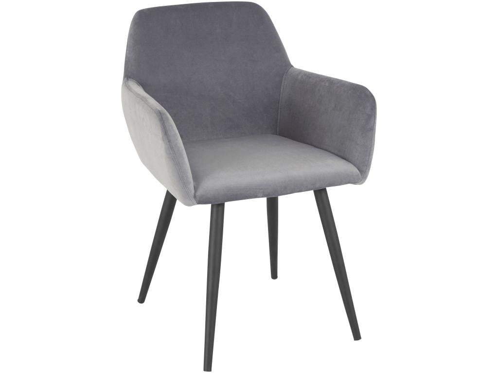 Meublita - Lot de 2 chaises de salle ¨¤ mangeoire en velours gris