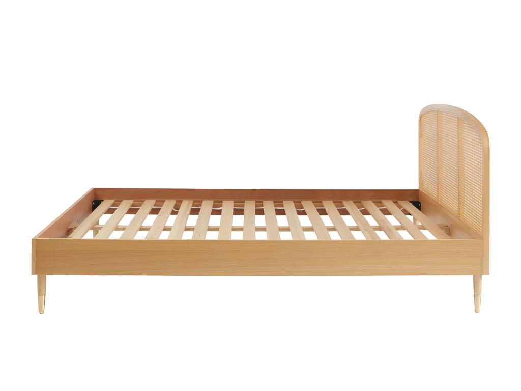 Vertchez - Lit en bois et cannage 160x200cm - Bois clair