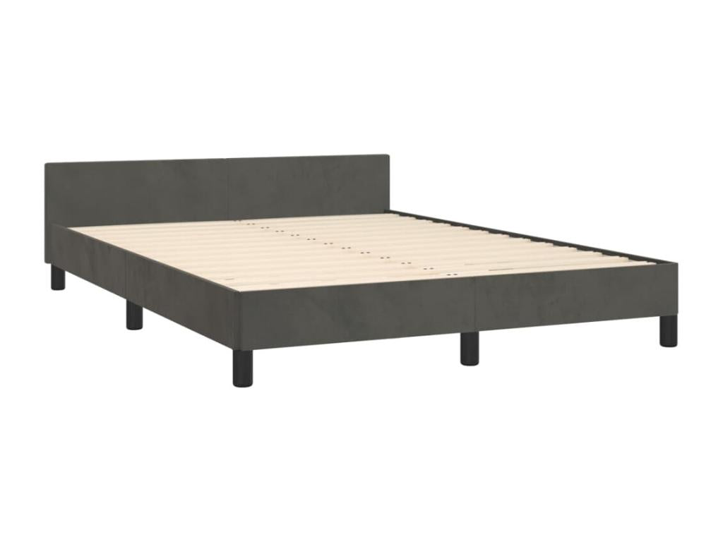 Cadre de lit sans matelas gris fonc¨¦ 140x200 cm velours
