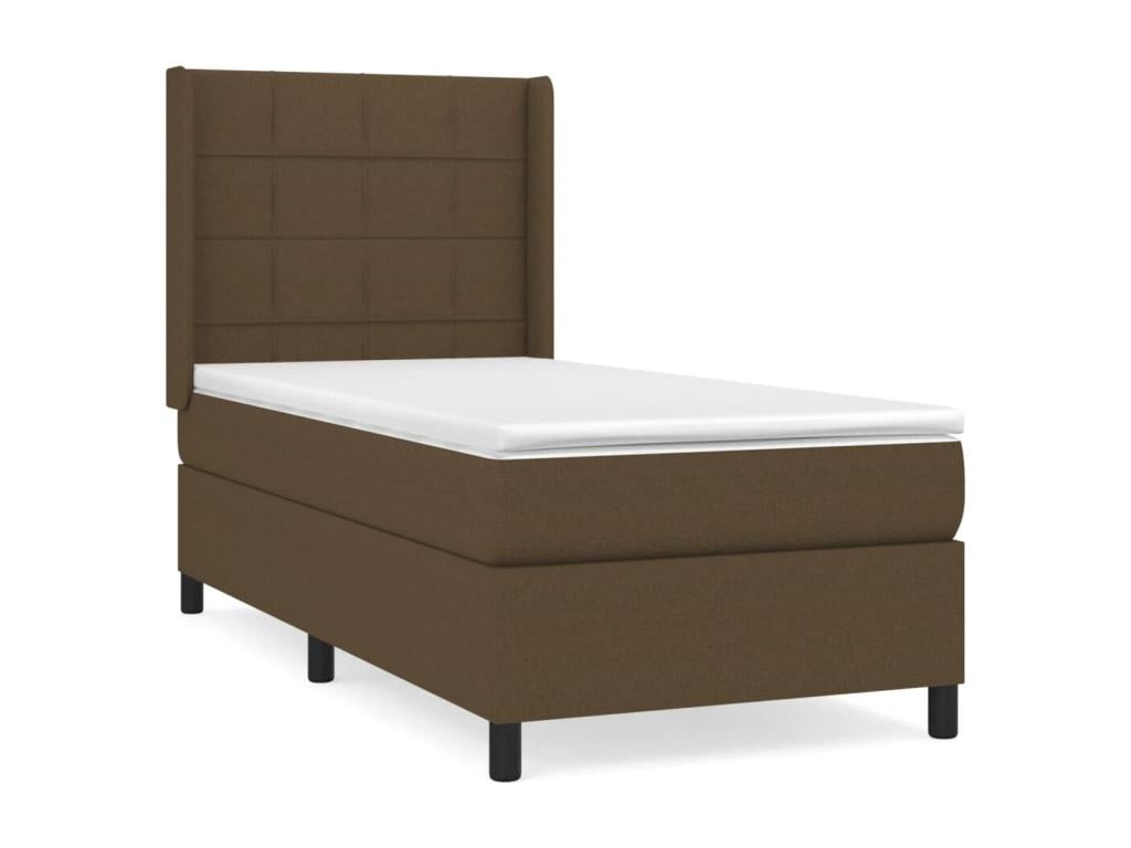 Sommier ¨¤ Vertchez de lit avec matelas Marron fonc¨¦ 90x200
