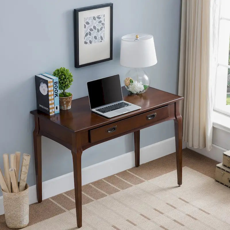 Bureau pour ordinateur portable Stratus en bois massif avec tiroir à clavier rabattable à l'avant