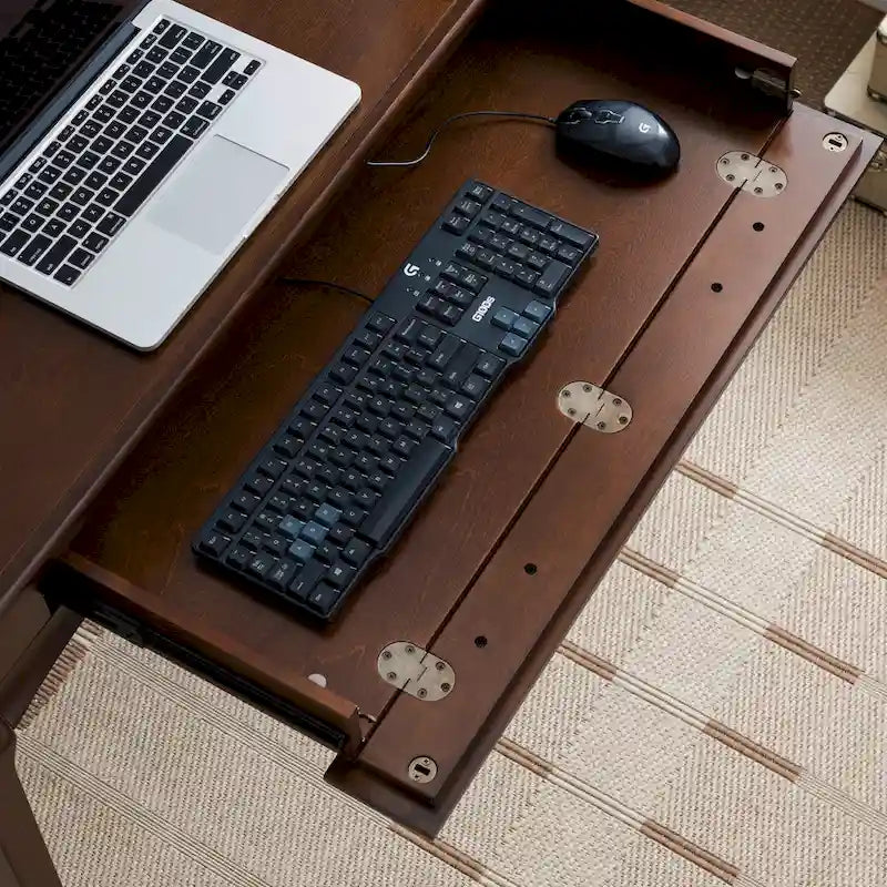 Bureau pour ordinateur portable Stratus en bois massif avec tiroir à clavier rabattable à l'avant