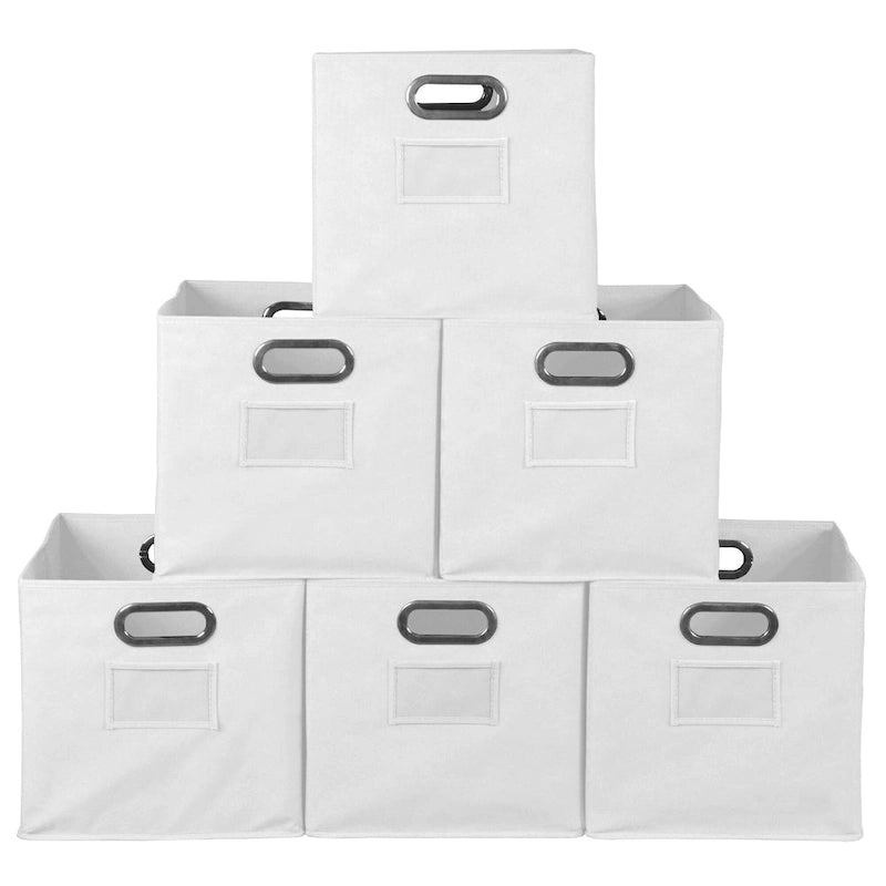 Ensemble de 6 bacs de rangement pliables en tissu Noble Connect - Blanc
