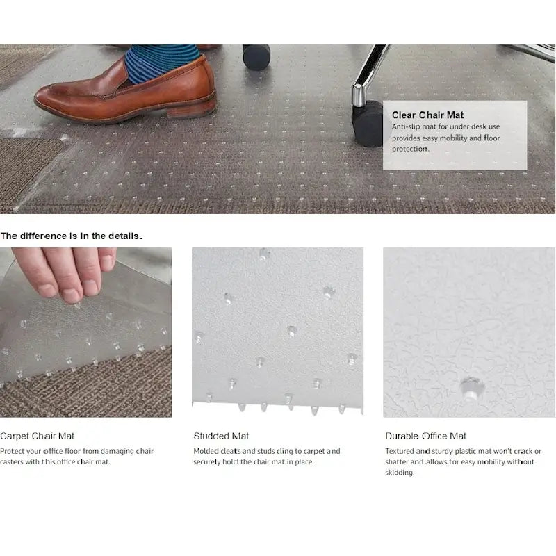 Tapis de chaise de bureau D&amp;W en PVC à picots pour moquette standard.