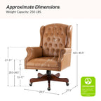 Fauteuil de direction pivotant moderne Maximiliano avec dossier capitonné par HULALA HOME