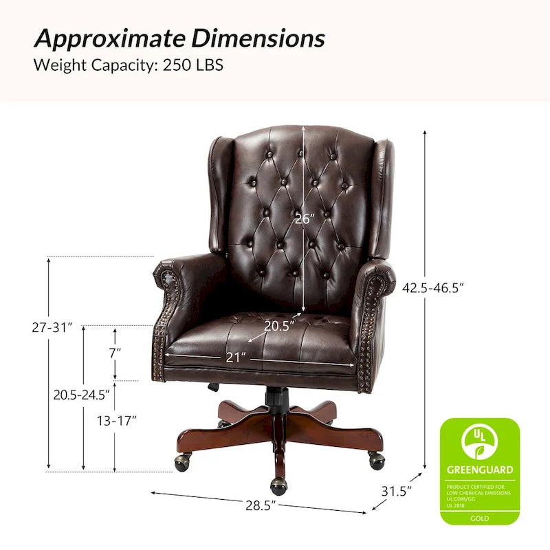 Fauteuil de direction pivotant moderne Maximiliano avec dossier capitonné par HULALA HOME