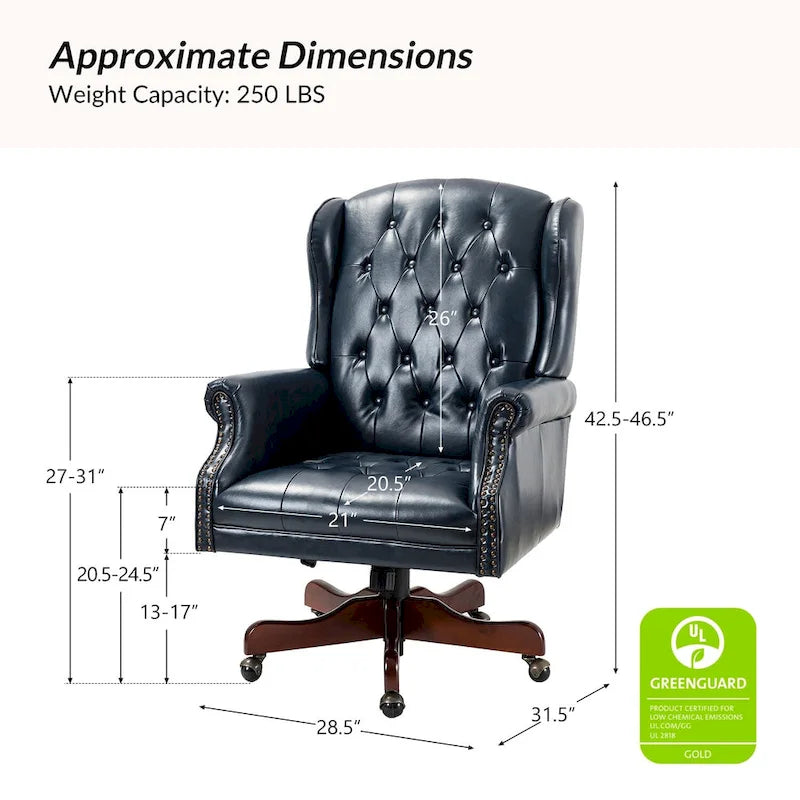 Fauteuil de direction pivotant moderne Maximiliano avec dossier capitonné par HULALA HOME
