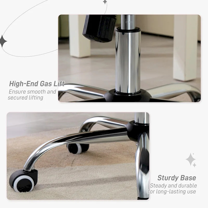 Chaise de bureau Vinsetto, chaise d'ordinateur, chaise de bureau capitonnée avec roulettes pivotantes, hauteur réglable et fonction d'inclinaison