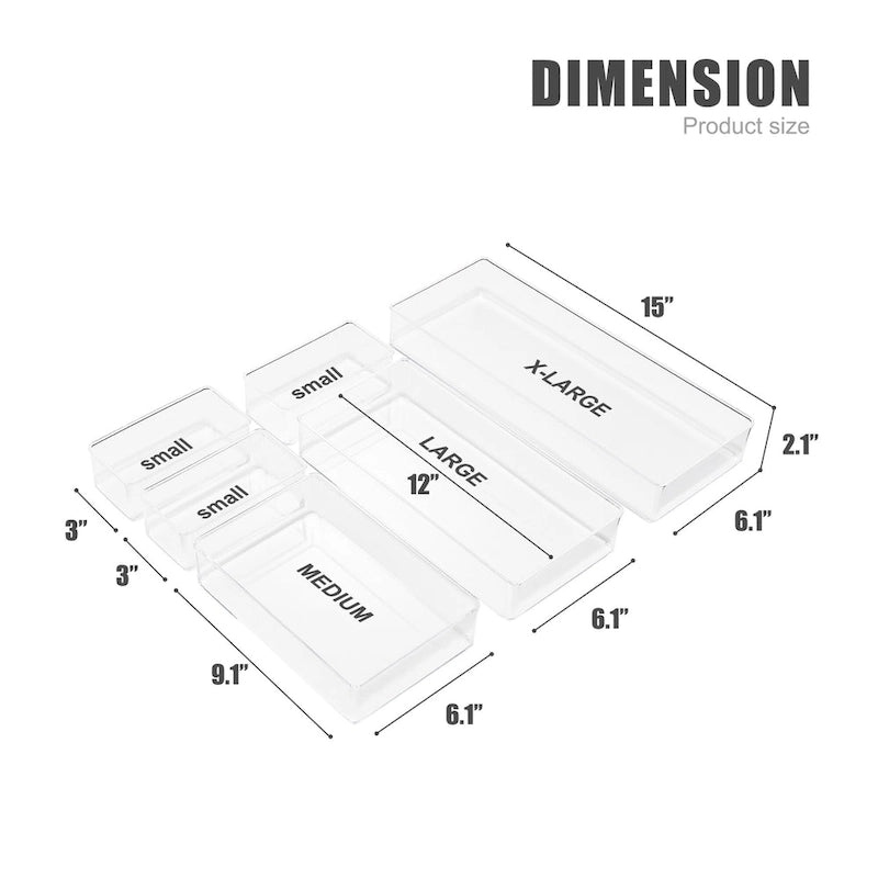 Ensemble de rangements transparents pour tiroirs de cuisine