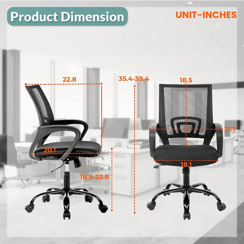 Chaise de bureau pivotante ergonomique moderne noire Ralap avec dossier en maille de Furniture of America