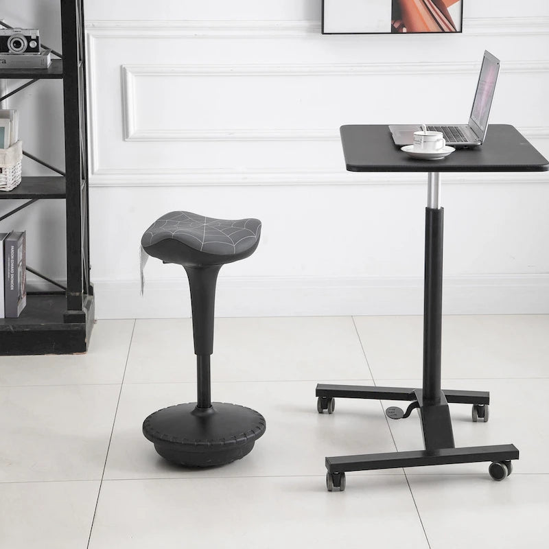 Tabouret de bureau assis-debout Vinsetto Lift Wobble Stool pivotant à 360°, inclinable, avec hauteur réglable et assise en forme de selle, gris