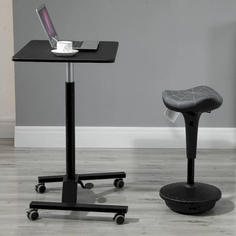 Tabouret de bureau assis-debout Vinsetto Lift Wobble Stool pivotant à 360°, inclinable, avec hauteur réglable et assise en forme de selle, gris