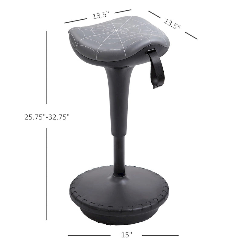 Tabouret de bureau assis-debout Vinsetto Lift Wobble Stool pivotant à 360°, inclinable, avec hauteur réglable et assise en forme de selle, gris