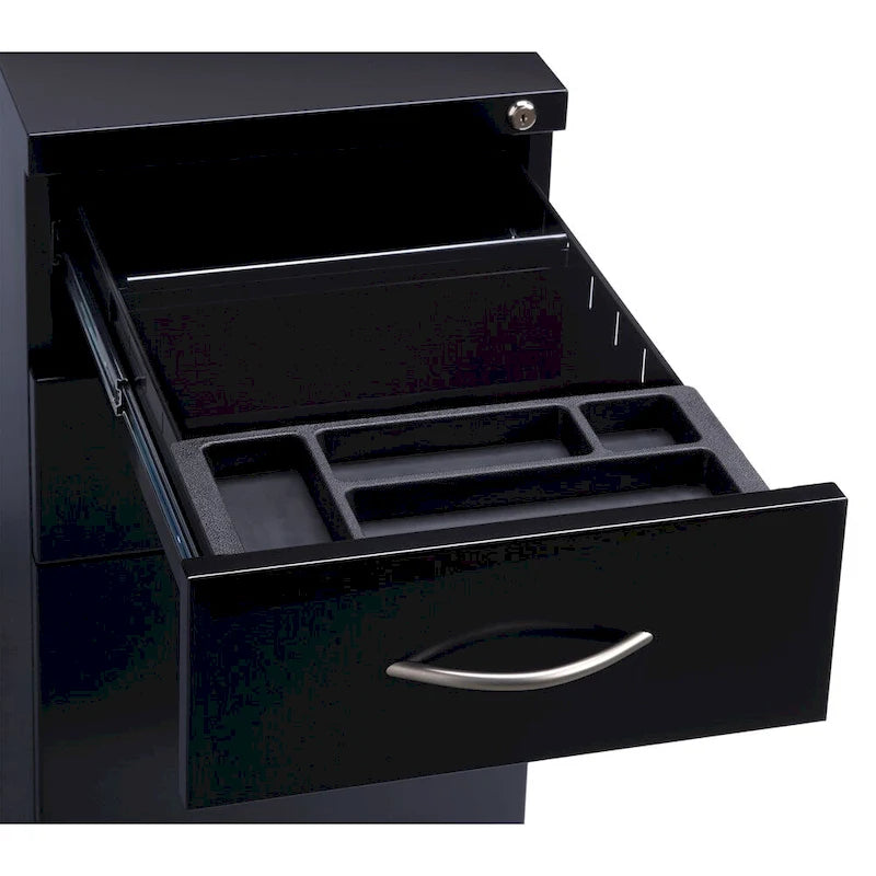 Caisson mobile Hirsh 23 D à poignée arquée et 3 tiroirs, noir