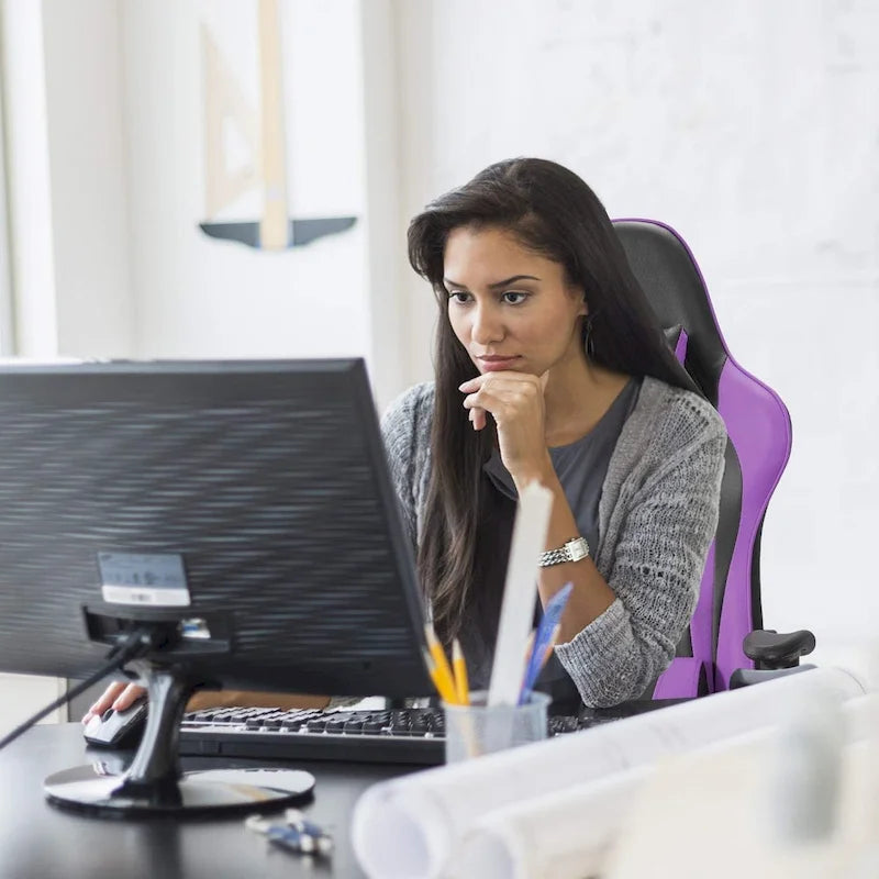 Fauteuil de jeu BOSSIN, chaise de bureau à dossier haut avec soutien lombaire et appui-tête