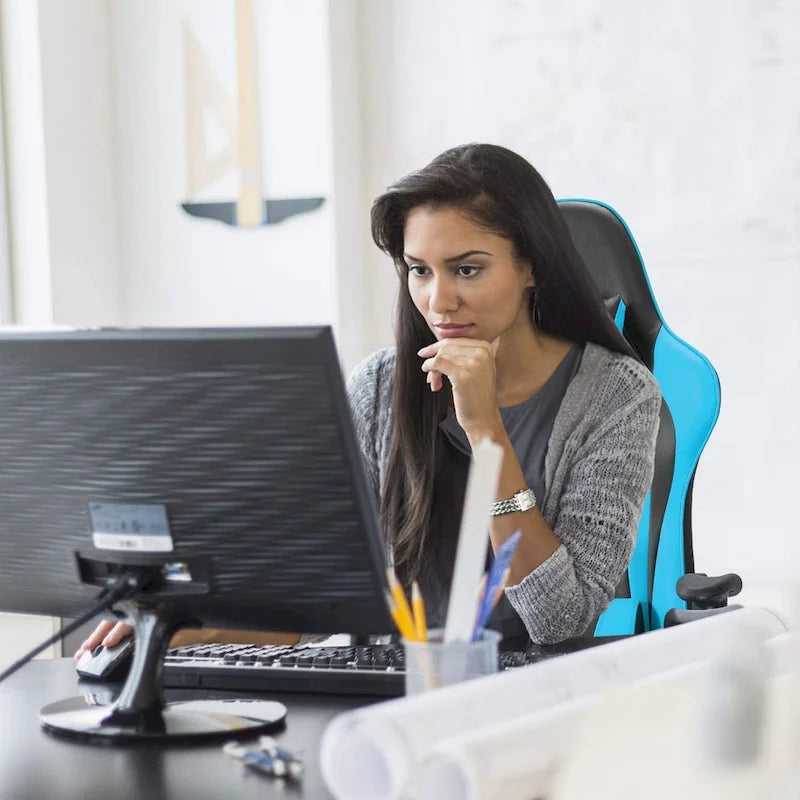 Fauteuil de jeu BOSSIN, chaise de bureau à dossier haut avec soutien lombaire et appui-tête