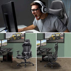 Fauteuil de jeu BOSSIN, chaise de bureau à dossier haut avec soutien lombaire et appui-tête