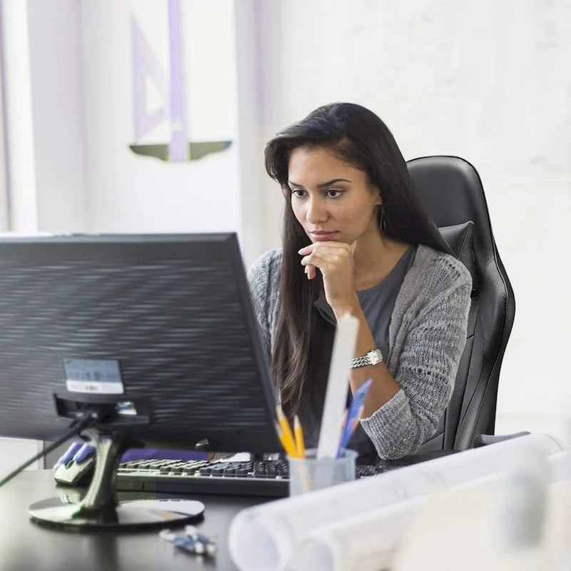Fauteuil de jeu BOSSIN, chaise de bureau à dossier haut avec soutien lombaire et appui-tête