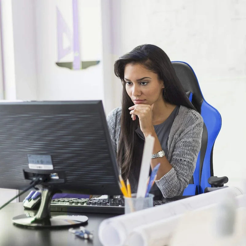 Fauteuil de jeu BOSSIN, chaise de bureau à dossier haut avec soutien lombaire et appui-tête