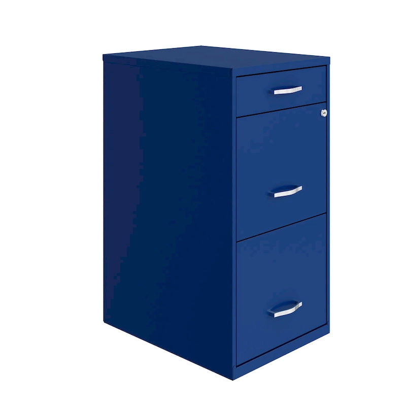 Space Solutions 18  Deep 3 Drawer Metal File Cabinet, Classic Blue