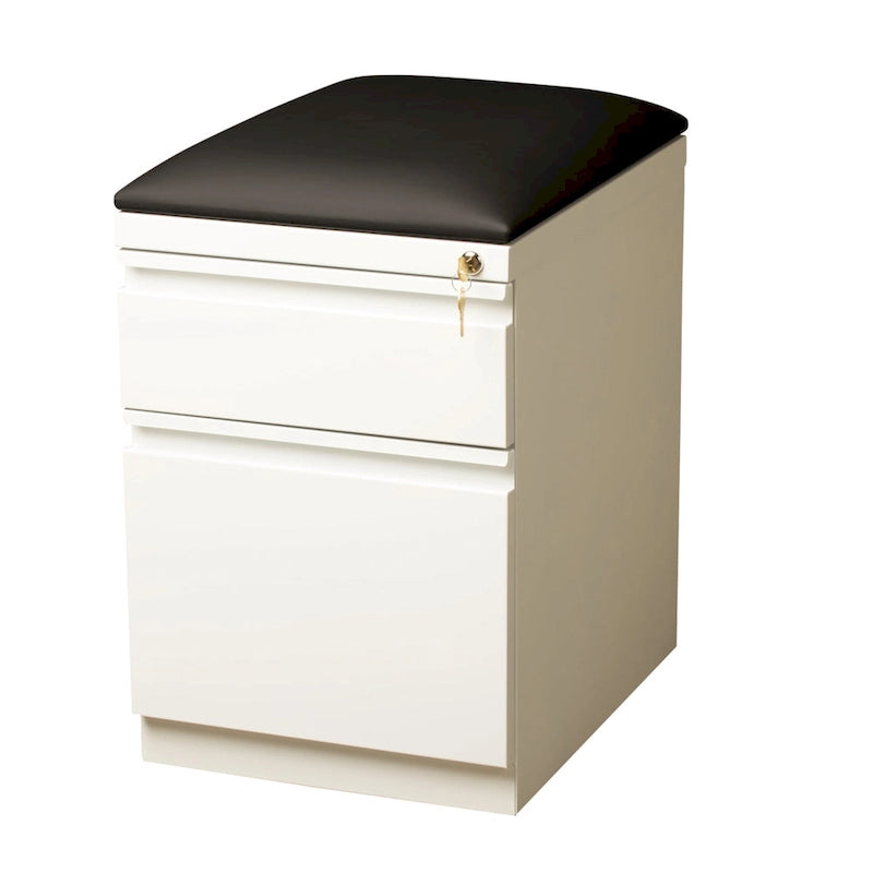 Hirsh 20  D Mobile Pedestal Box File Cabinet with Seat Cushion,White