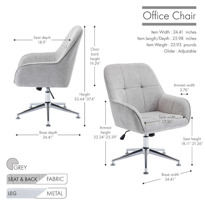 Chaise de bureau Porthos avec accoudoirs, hauteur réglable