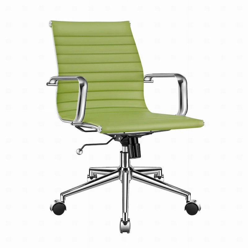 Fauteuil de bureau CAROCC à dossier côtelé, pivotant et inclinable, ergonomique, en cuir de qualité supérieure.