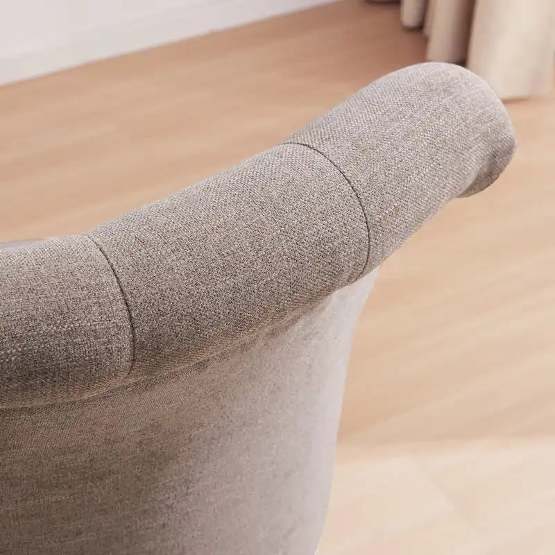 Chaise de bureau pivotante à roulettes, hauteur réglable, revêtue de lin.