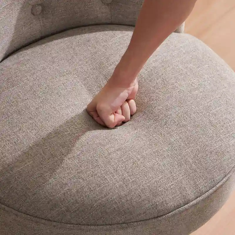 Chaise de bureau pivotante à roulettes, hauteur réglable, revêtue de lin.