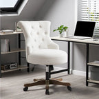 Chaise de bureau pivotante à roulettes, hauteur réglable, revêtue de lin.