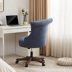 Chaise de bureau pivotante à roulettes, hauteur réglable, revêtue de lin.