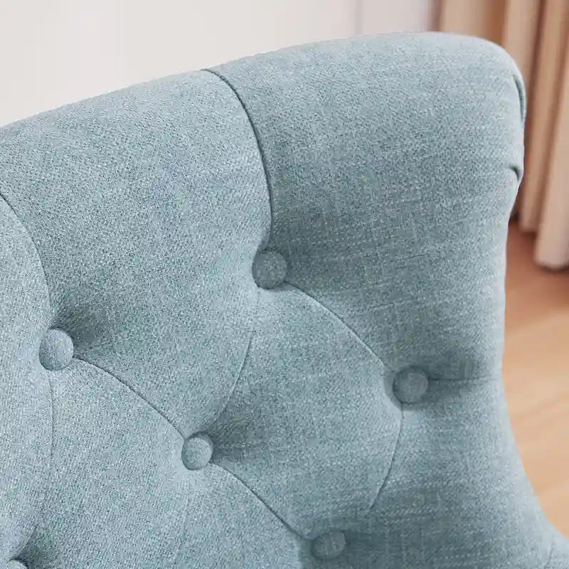 Chaise de bureau pivotante à roulettes, hauteur réglable, revêtue de lin.