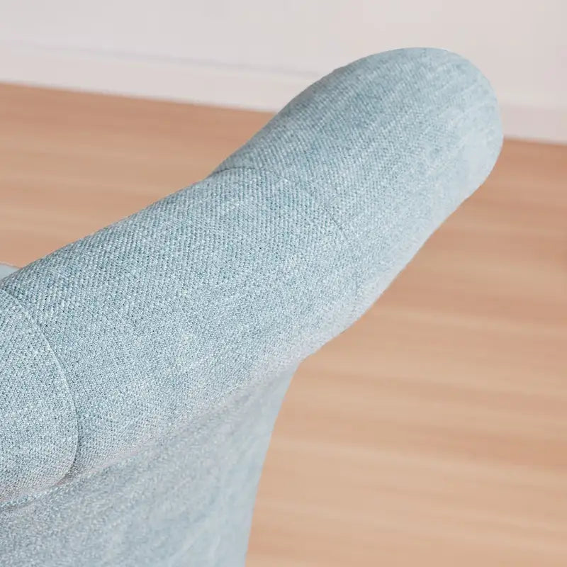 Chaise de bureau pivotante à roulettes, hauteur réglable, revêtue de lin.