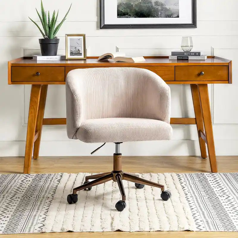 Fauteuil de bureau pivotant ergonomique moderne en velours côtelé, réglable en hauteur, par HULALA HOME