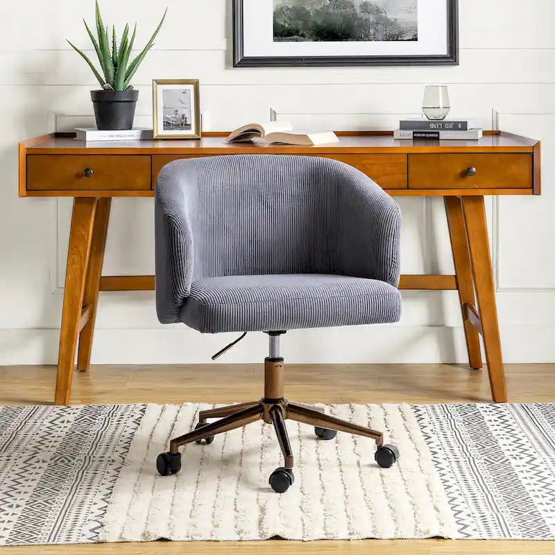 Fauteuil de bureau pivotant ergonomique moderne en velours côtelé, réglable en hauteur, par HULALA HOME