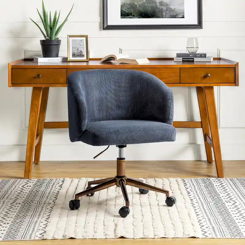 Fauteuil de bureau pivotant ergonomique moderne en velours côtelé, réglable en hauteur, par HULALA HOME