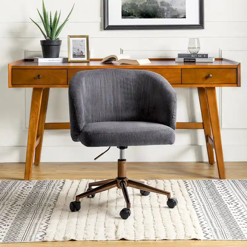 Fauteuil de bureau pivotant ergonomique moderne en velours côtelé, réglable en hauteur, par HULALA HOME