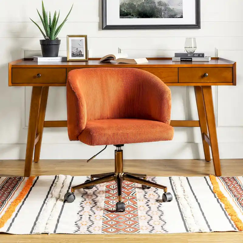 Fauteuil de bureau pivotant ergonomique moderne en velours côtelé, réglable en hauteur, par HULALA HOME