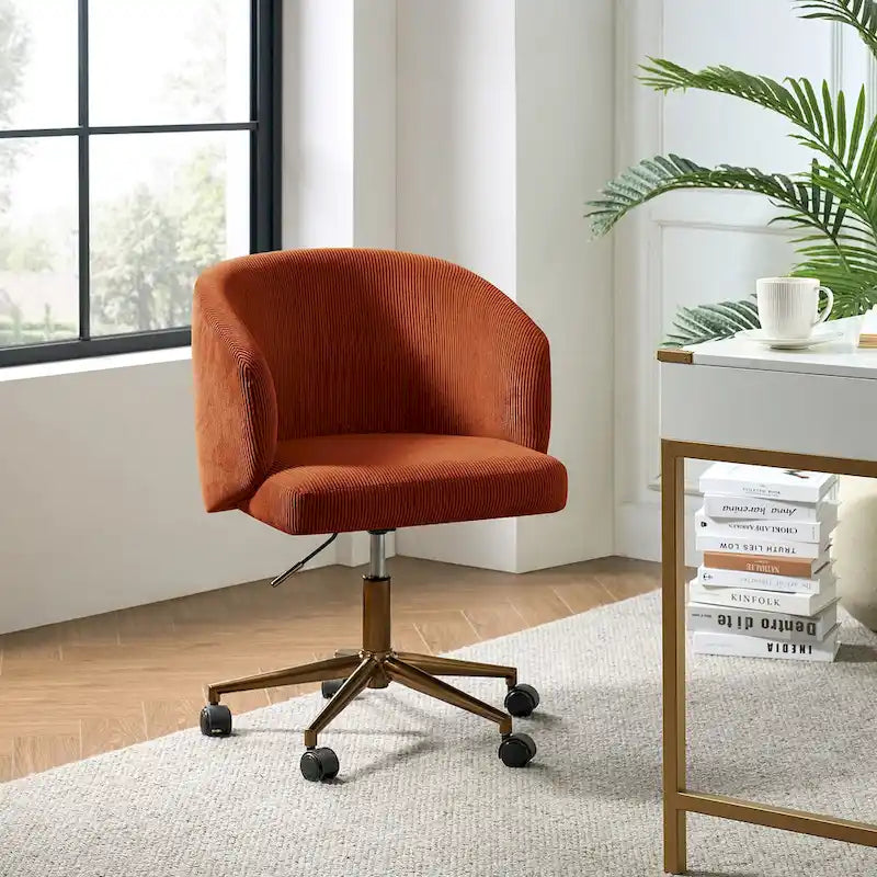 Fauteuil de bureau pivotant ergonomique moderne en velours côtelé, réglable en hauteur, par HULALA HOME