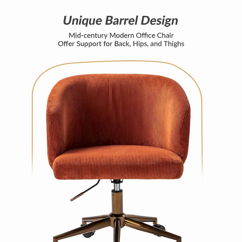 Fauteuil de bureau pivotant ergonomique moderne en velours côtelé, réglable en hauteur, par HULALA HOME