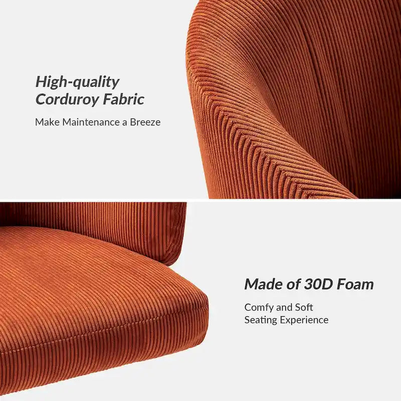 Fauteuil de bureau pivotant ergonomique moderne en velours côtelé, réglable en hauteur, par HULALA HOME