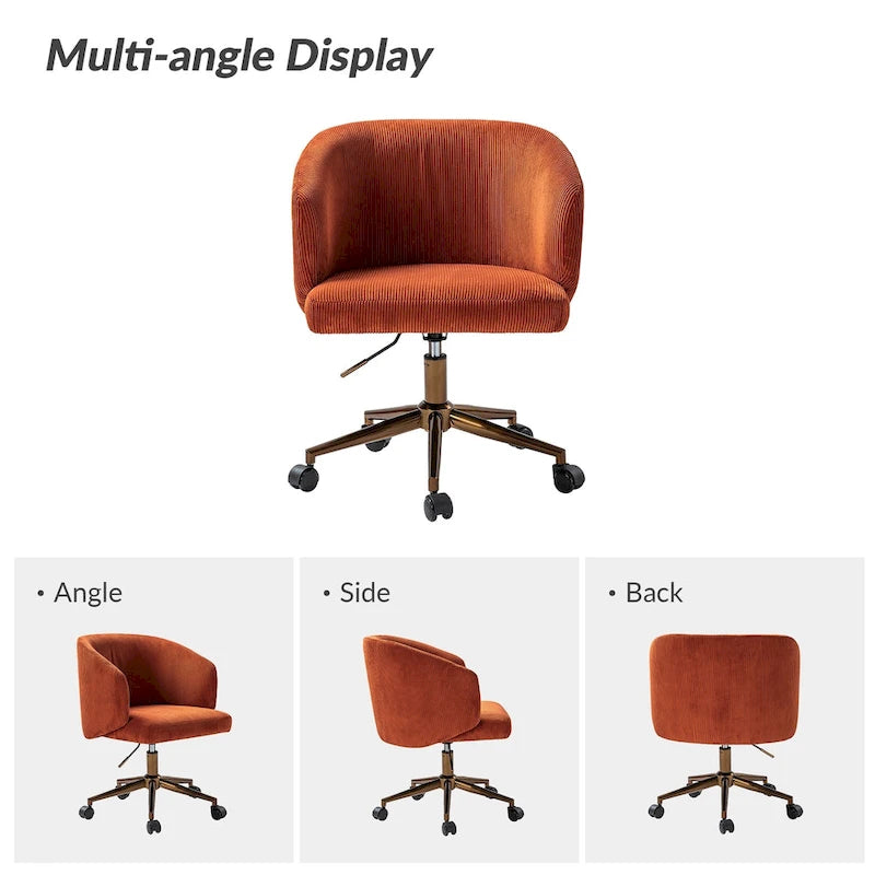 Fauteuil de bureau pivotant ergonomique moderne en velours côtelé, réglable en hauteur, par HULALA HOME