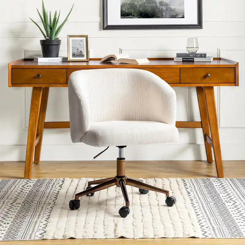Fauteuil de bureau pivotant ergonomique moderne en velours côtelé, réglable en hauteur, par HULALA HOME