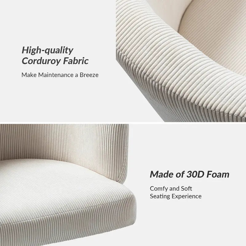 Fauteuil de bureau pivotant ergonomique moderne en velours côtelé, réglable en hauteur, par HULALA HOME