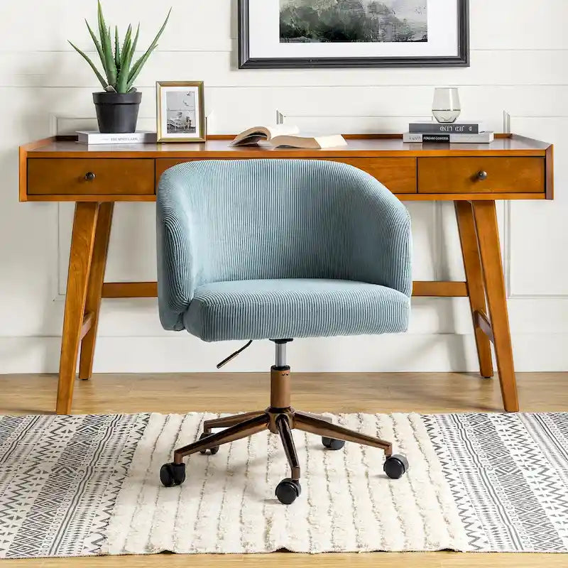 Fauteuil de bureau pivotant ergonomique moderne en velours côtelé, réglable en hauteur, par HULALA HOME